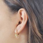 Brinco Argola Click Tripla Cristal Rosa Metalizado, Azul Jeans, Lilás, Verde Banho de Ouro 18K