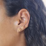 Brinco Trio Dente de Leão Banho de Ouro 18K