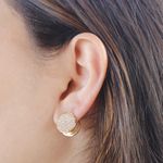 Brinco Argola Redonda Cravejada Banho de Ouro 18K