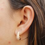 Brinco Argola Oval Cravejada de Zircônias Banho de Ouro 18K
