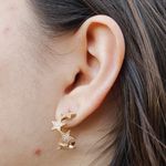 Brinco Meia Argola Estrelas com Zircônias Banho de Ouro 18K