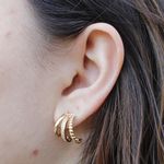 Brinco Três Argolas com Zircônias Banho de Ouro 18K