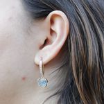 Brinco Argola Gancho Cravejado e Borboleta Azul Banho de Ouro 18K