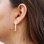 Brinco Base Palito com Zircônia e Argola Oval Banho de Ouro 18K