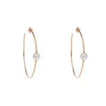 Brinco Meia Argola Grande com PérolaSemijoia Banho de Ouro 18K 