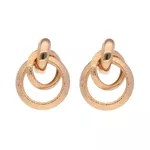 Brinco Círculos Entrelaçados Texturizados Semijoia Banho de Ouro 18K 