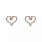 Brinco Coração Vazado com Zircônias Incolores by Kumbayá Joias 