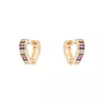 Brinco Argola P Coração Cravejado de Zircônias Coloridas by Kumbayá Joias 