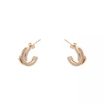 Brinco Meia Argola 3 Fios e Zircônias By Kumbayá Joias