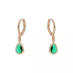 Brinco Dupla Argolinha Gota de Zircônia Verde by Kumbayá Joias 