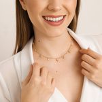 Colar Choker De Corações e Ponto De Luz Semijoia Banho De Ouro 18k