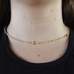 Colar Corrente Coração e Ponto Zirconia Rosa By Kumbayá Joias