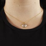 Colar Coração Dourado e Ródio Banhado a Ouro 18K