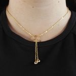 Colar Círculo Vazado Com Correntes Penduradas e Esferas Banhado a Ouro 18k