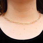 Choker Elo Corações Grande Banho de Ouro 18K