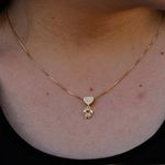 Colar Coração Menina Cravejado Semijoia Banho de Ouro 18K