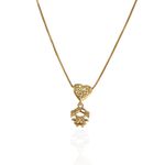 Colar Coração Menina Cravejado Semijoia Banho de Ouro 18K