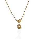 Colar Coração Menino Cravejado Semijoia Banho de Ouro 18K