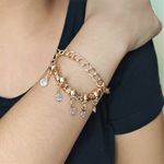 Pulseira Groumet Com Elo Duplo Com Pingentes De Ponto De Luz By Kumbayá Joias