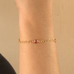 Pulseira Corrente Coração e Zirconias Rosa By Kumbayá Joias