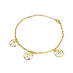 Pulseira Três Flores Mandala Banho de Ouro 18K