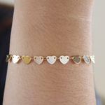 Pulseira Corações Medalha Banhado a Ouro 18k