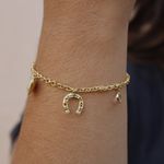 Pulseira Medalhas Banhado a Ouro 18k