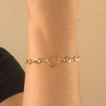 Pulseira Lacraia e Coração com Ponto de Luz Banho de Ouro 18K