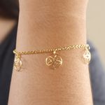 Pulseira Três Flores Mandala Banho de Ouro 18K