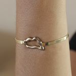 Bracelete com detalhe de Forma Geométrica em Ródio Banho de Ouro 18K