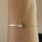 Pulseira Lacraia com Gota de Zircônia Banho de Ouro 18K