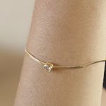Pulseira Lacraia com Zircônia Redonda Banho de Ouro 18K