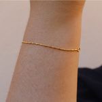 Pulseira Elos Finos com Bolinhas Semijoia Banho de Ouro 18K