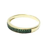 Anel Meia Aliança Semijoia Banho De Ouro 18k Cravação De Zircônia Verde Esmeralda Detalhe Em Ródio Negro