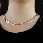 Colar Elo Cartier Quadrado Metal Prateado 