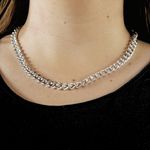 Colar Elo Groumet Pequeno Metal Prateado 