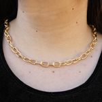 Colar Elo Groumet Fino Metal Dourado