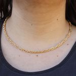Colar Elo Português Triplo Metal Dourado