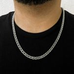 Colar Masculino Elo Groumet Duplo Metal Prateado
