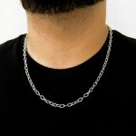 Colar Masculino Elo Groumet Pequeno Fino Metal Prateado