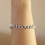 Pulseira Elo Groumet Pequeno Metal Prateado 