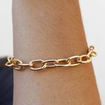 Pulseira Elo Groumet Fino Metal Dourado