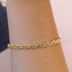 Pulseira Elo Português Triplo Metal Dourado 