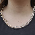 Colar Elo Cartier Oval Metal Dourado e Prateado 