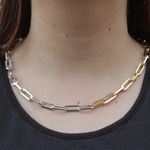 Colar Elo Cartier Quadrado Metal Dourado e Prateado 