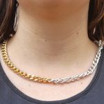 Colar Elo Groumet Pequeno Metal Dourado e Prateado 
