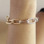 Pulseira Elo Cartier Oval Metal Dourado e Prateado 