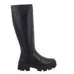 Bota Couro Legitimo Cano Longo Laura Preta