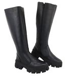 Bota Couro Legitimo Cano Longo Laura Preta