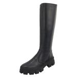 Bota Couro Legitimo Cano Longo Laura Preta